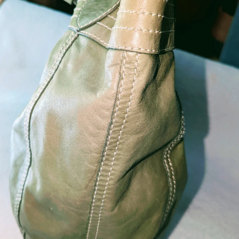 Francesco Biasia green leather hobo bag.
